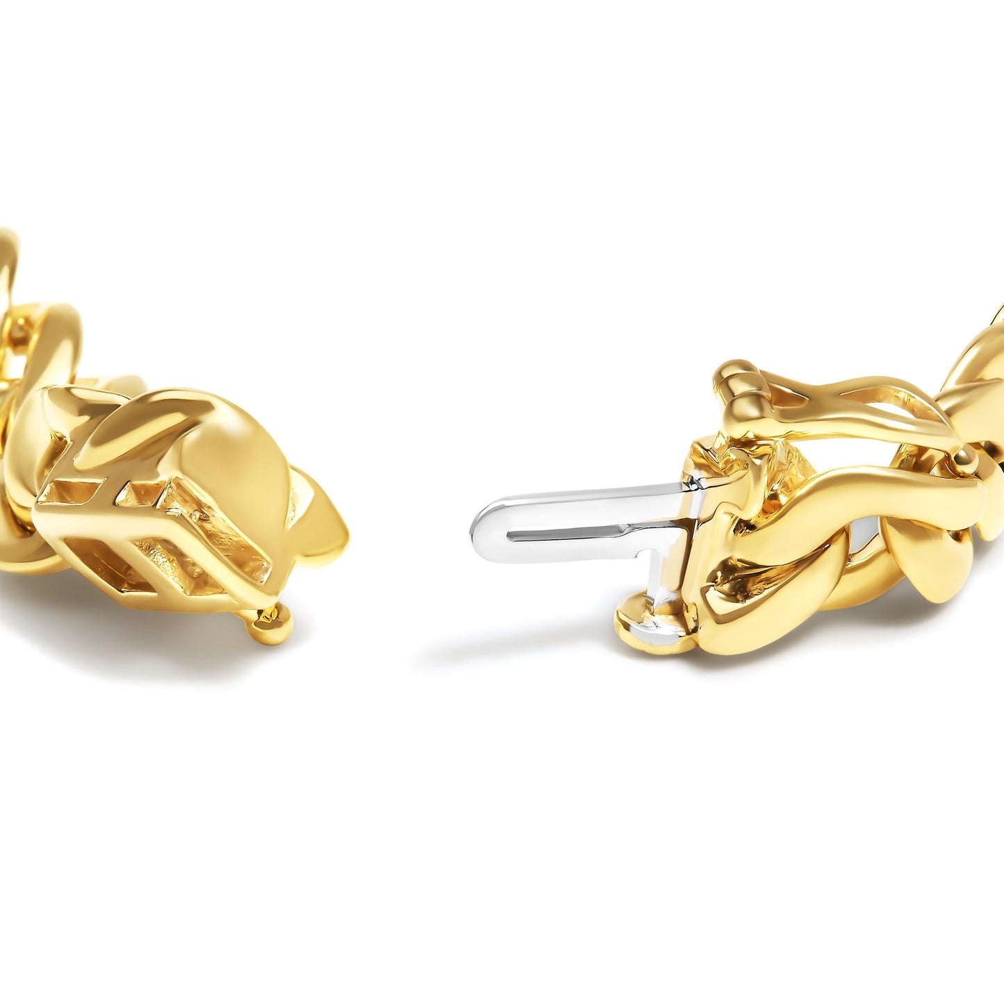 14K Yellow Gold Plated .925 Sterling Silver Diamond Accent Inlaid Cross Cuban Link Bracelet (I-J Color, I3 Clarity)-  7.25"