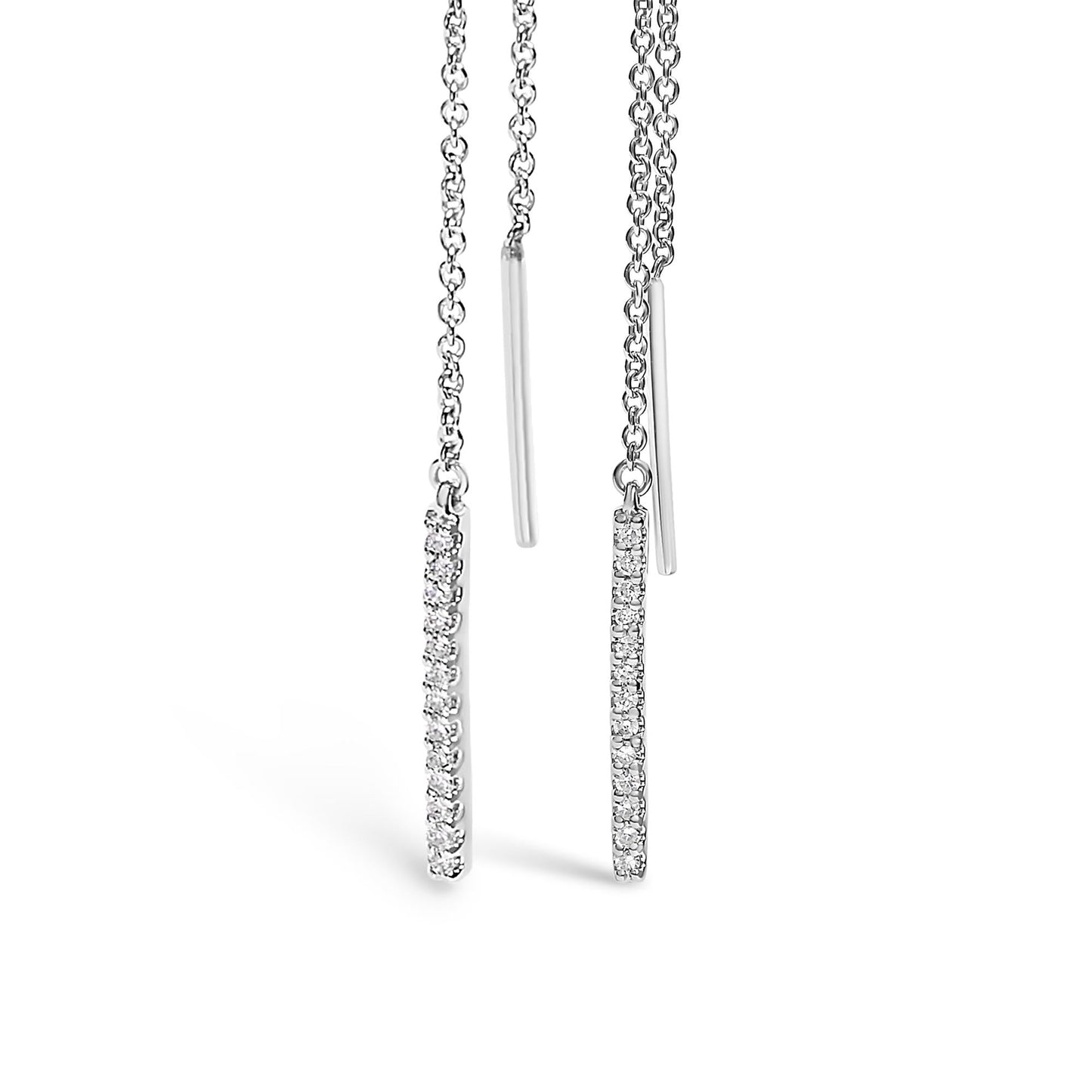 10K White Gold 1/10 Cttw Diamond Threader Earrings