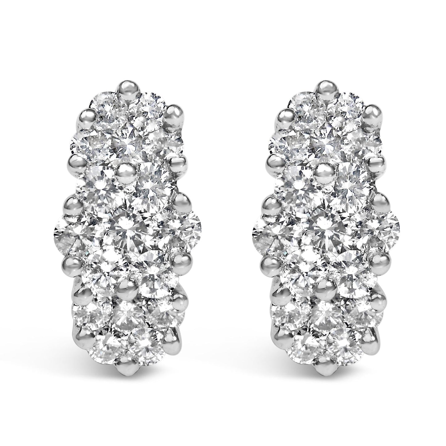 14K Yellow Gold 2.00 Cttw Diamond Cocktail Taper Cluster Stud Earrings (I-J Color, I1-I2 Clarity)