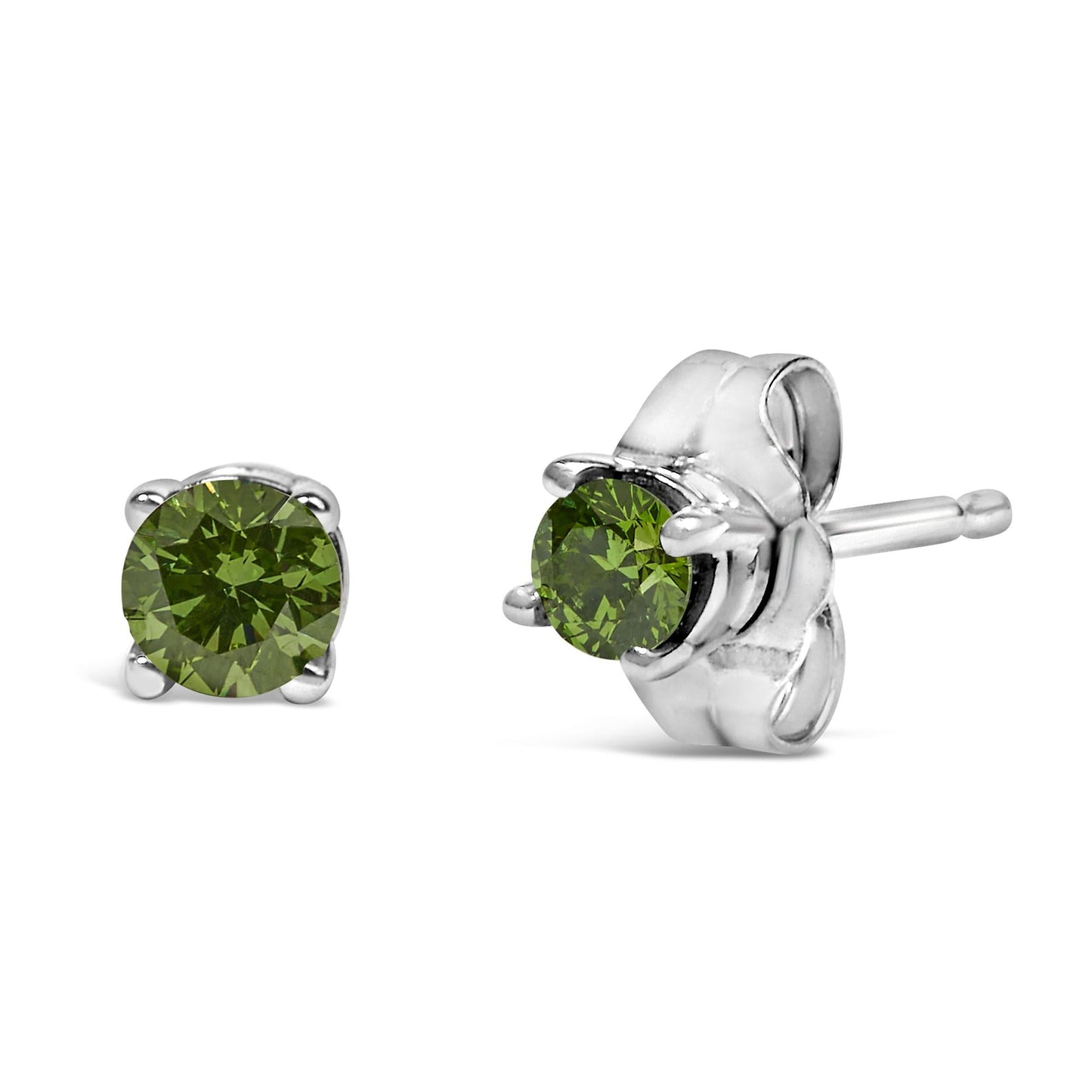 .925 Sterling Silver 0.15 Cttw Round Brilliant-Cut Diamond Classic 4-Prong Stud Earrings