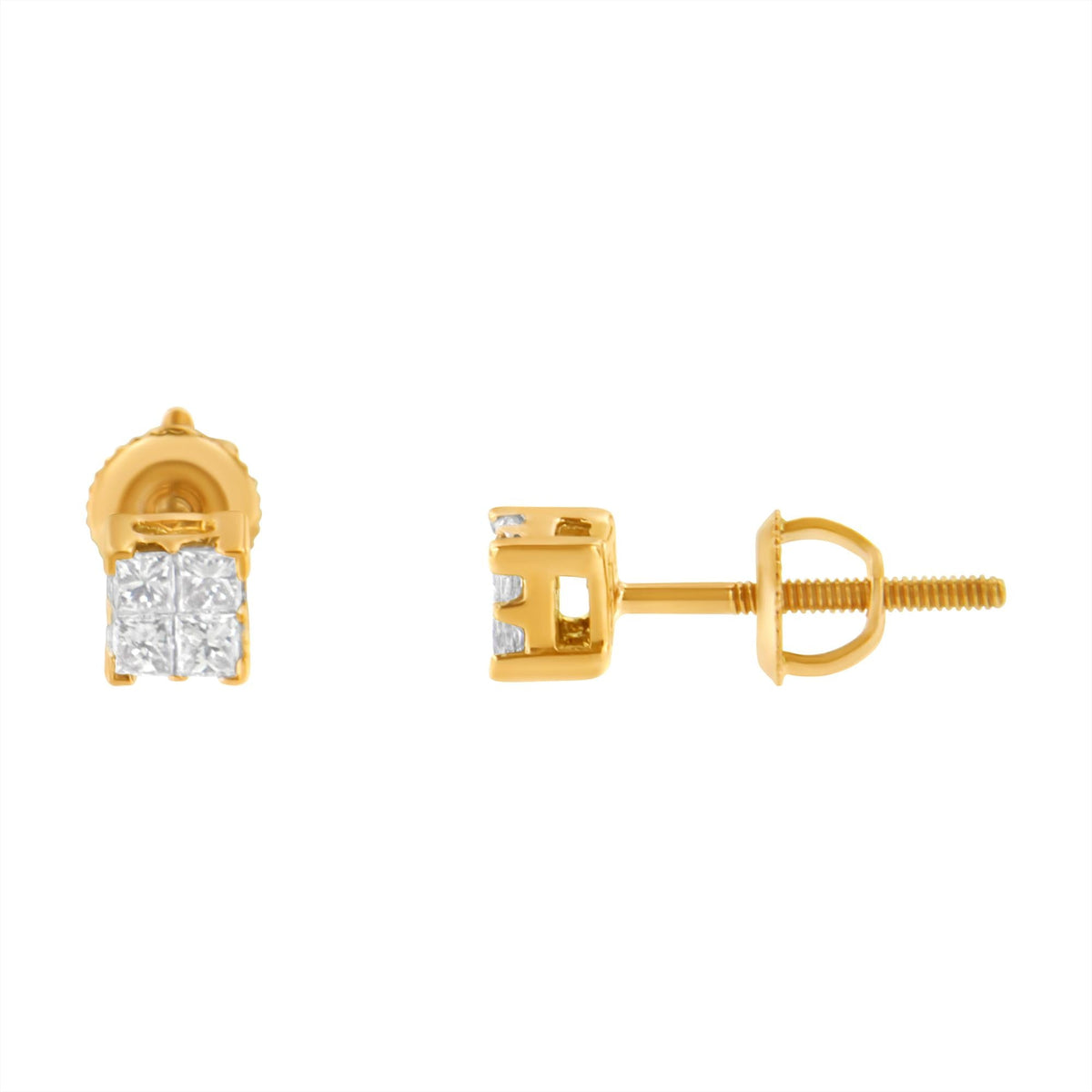 10KT Gold Princess Diamond Stud Earring (1/4 cttw, J-K Color, I1-I2 Clarity) - JackiEaslick