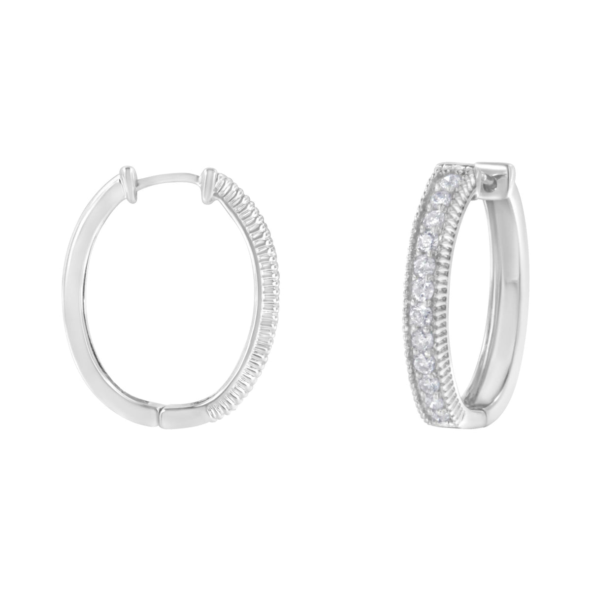 10KT White Gold Diamond Hoop Earring (1.00 cttw, H-I Color, I1-I2 Clarity) - JackiEaslick