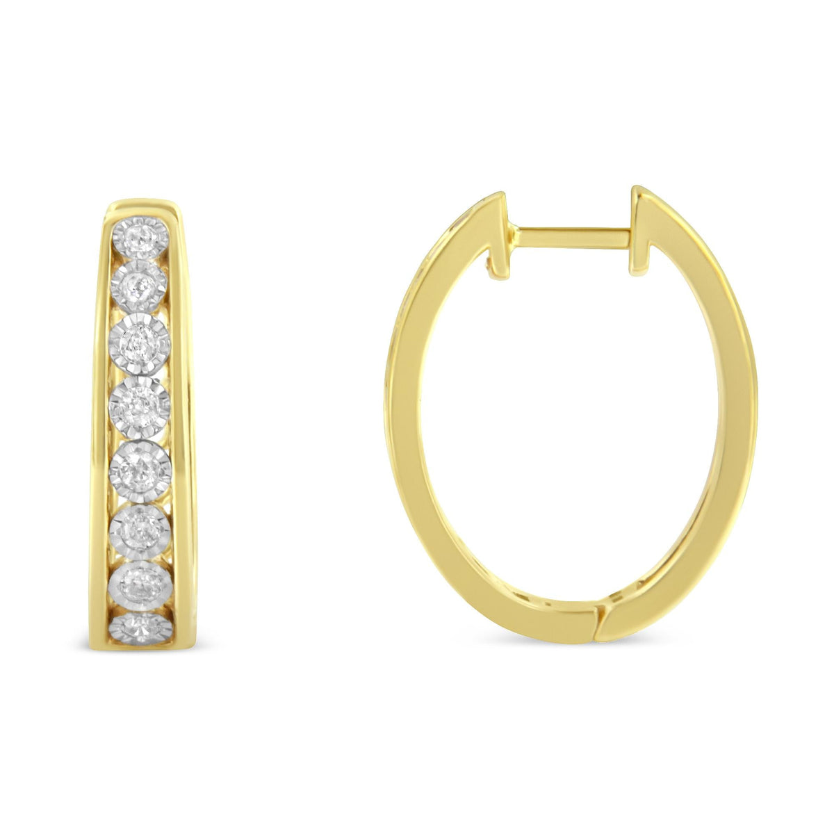 10KT Yellow and White Gold Diamond Hoop Earring (1/2 cttw, J-K Color, I2-I3 Clarity) - JackiEaslick