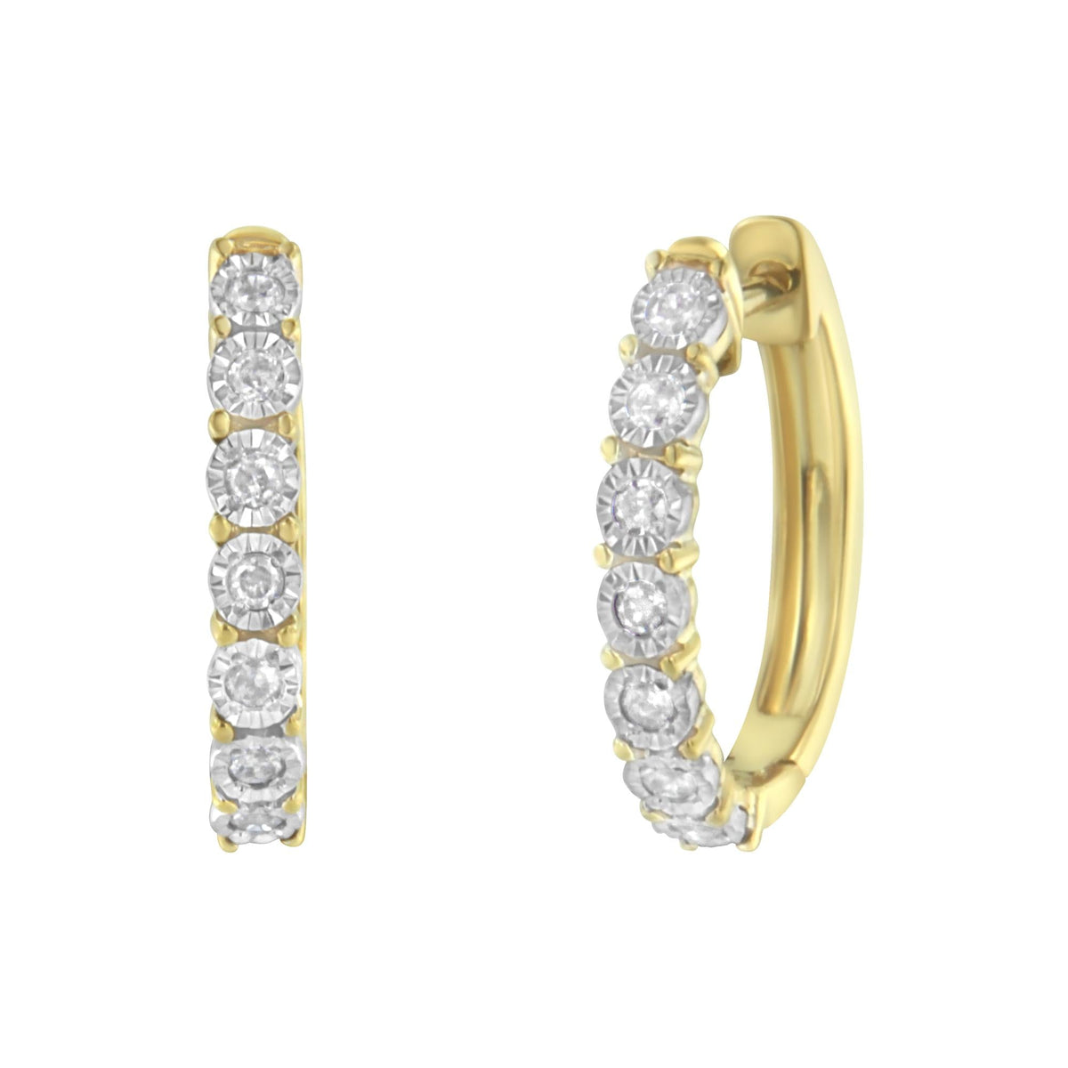 10KT Two-Toned Gold Diamond Hoop Earring (1/4 cttw, J-K Color, I2-I3 Clarity) - JackiEaslick