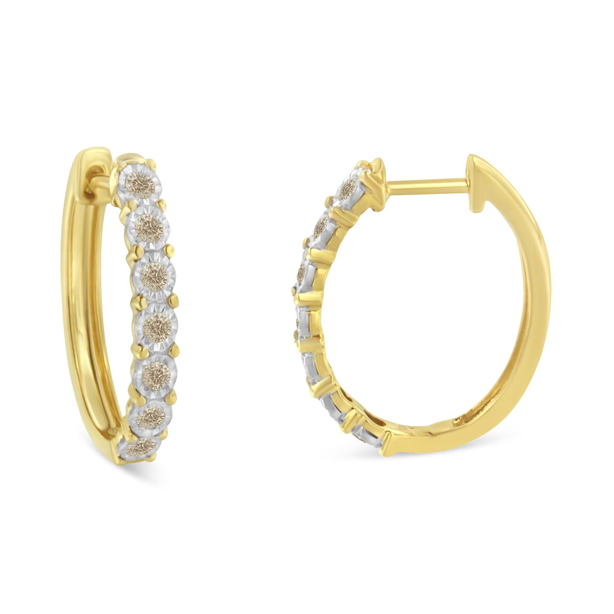 10KT Two-Toned Gold Diamond Hoop Earring (1/2 cttw, J-K Color, I2-I3 Clarity) - JackiEaslick