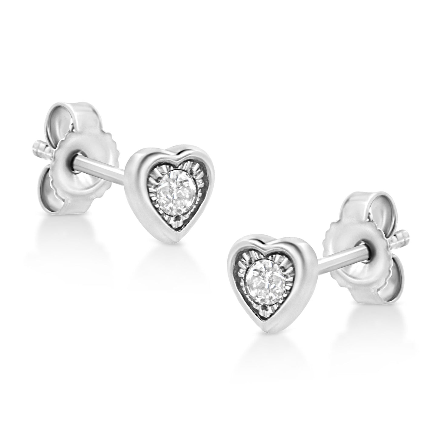 .925 Sterling Silver 1/10 Cttw Miracle-Set Diamond Stud Earrings (I-J Color, I2-I3 Clarity) - Choice of Shapes