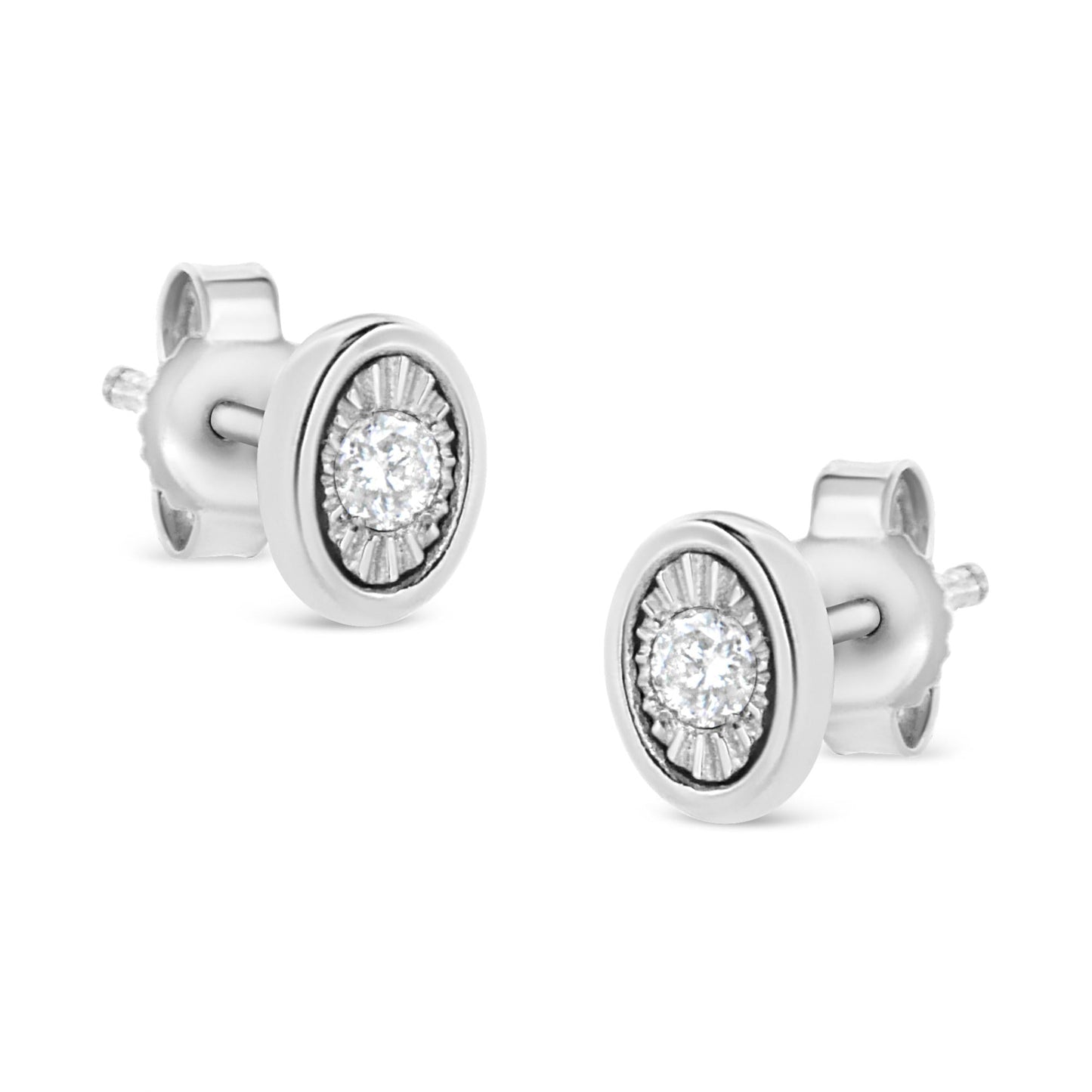 .925 Sterling Silver 1/10 Cttw Miracle-Set Diamond Stud Earrings (I-J Color, I2-I3 Clarity) - Choice of Shapes