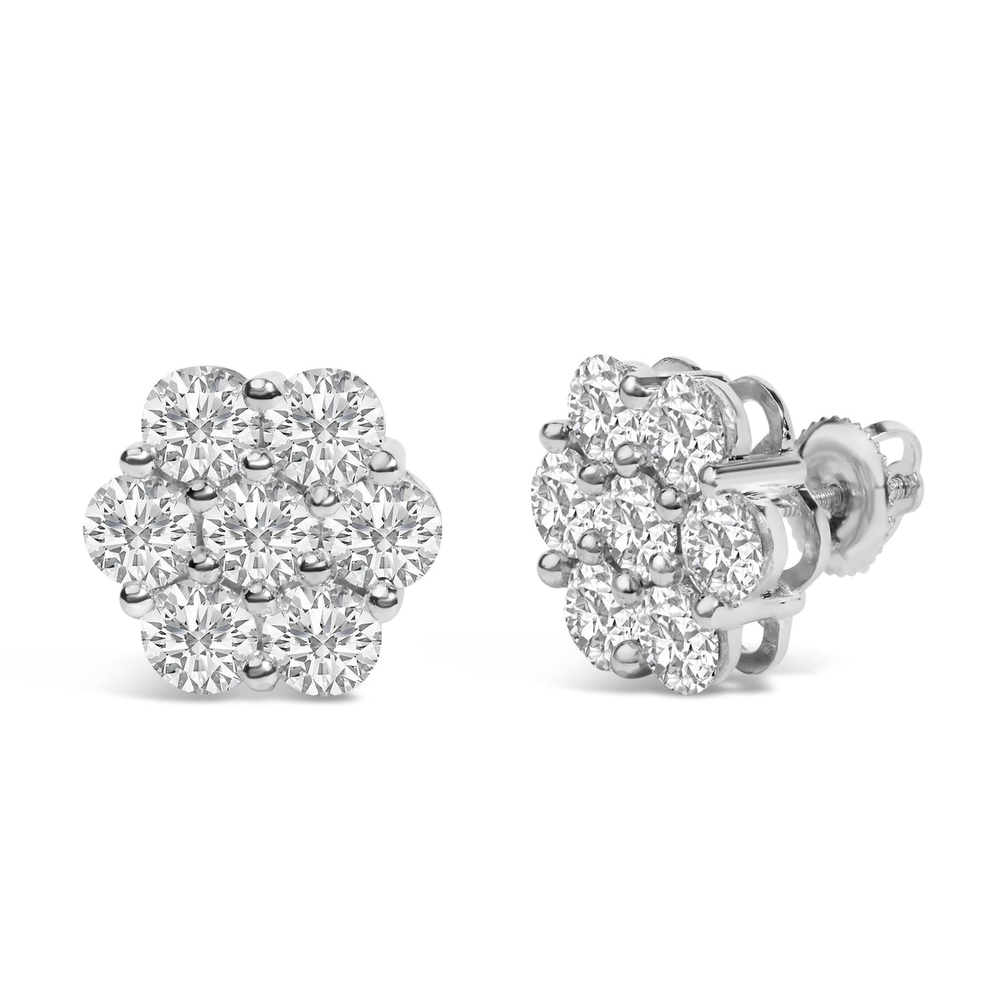 14K White Gold 4 cttw Diamond Flower Earring (H-I Clarity, SI2-I1 Color)