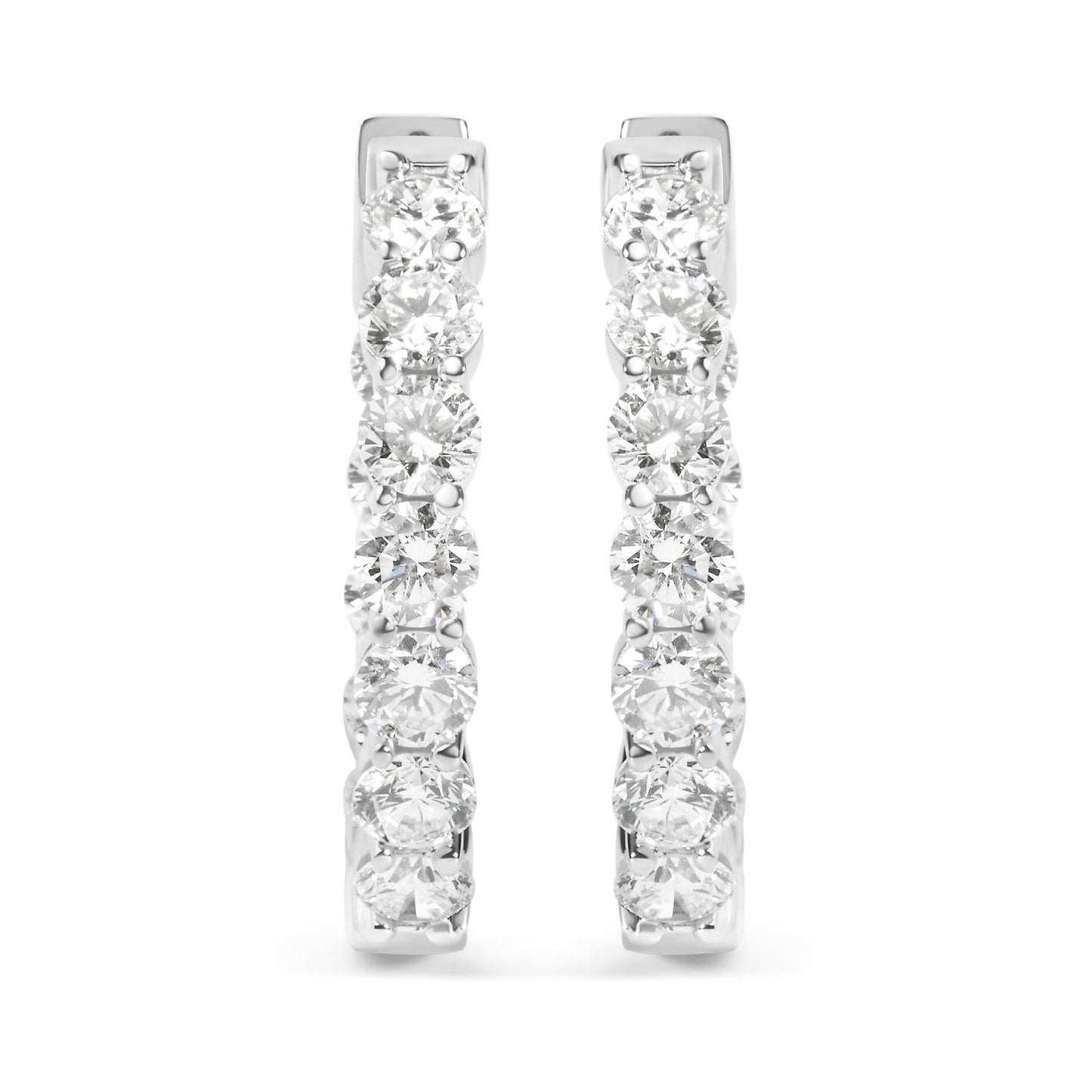 14K White Gold 5.00 Cttw Lab-Grown Diamond Inside Out Hoop Earrings