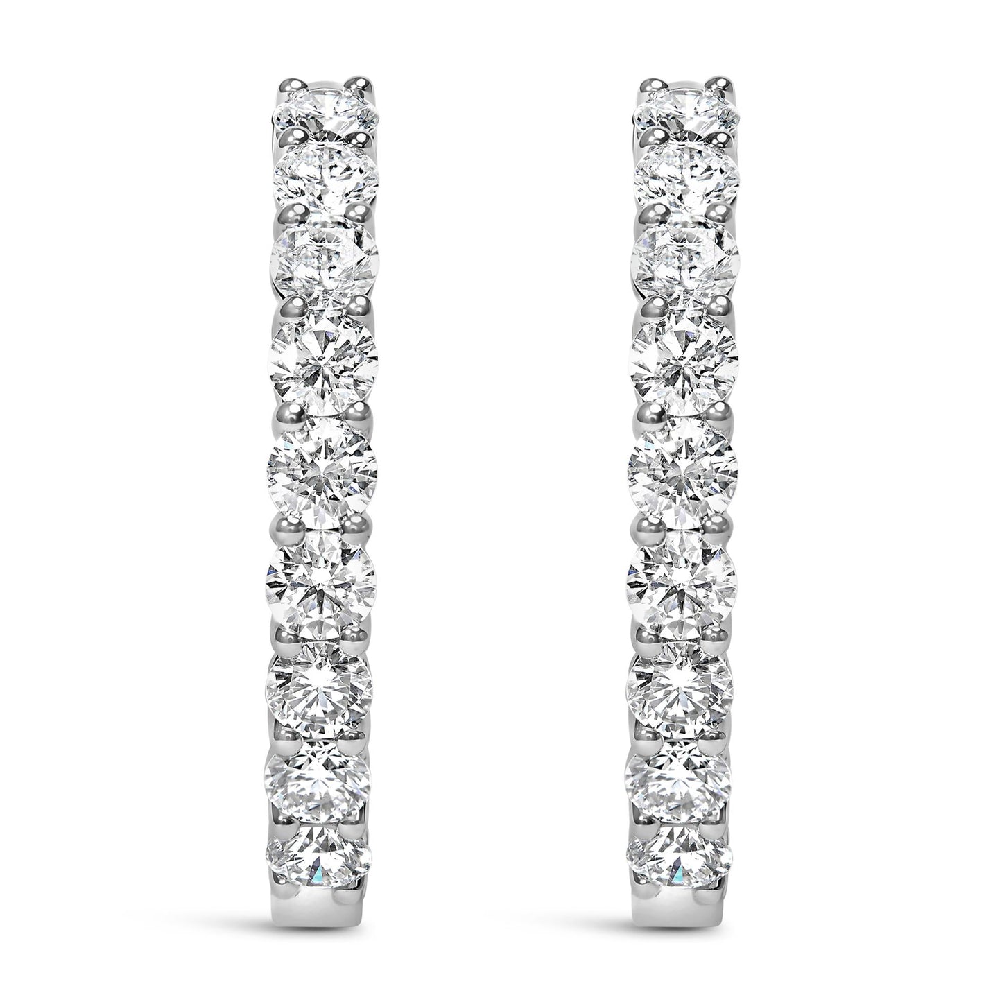 14K White Gold 3.00 Cttw Inside Out Lab Grown Diamond Hoop Earrings