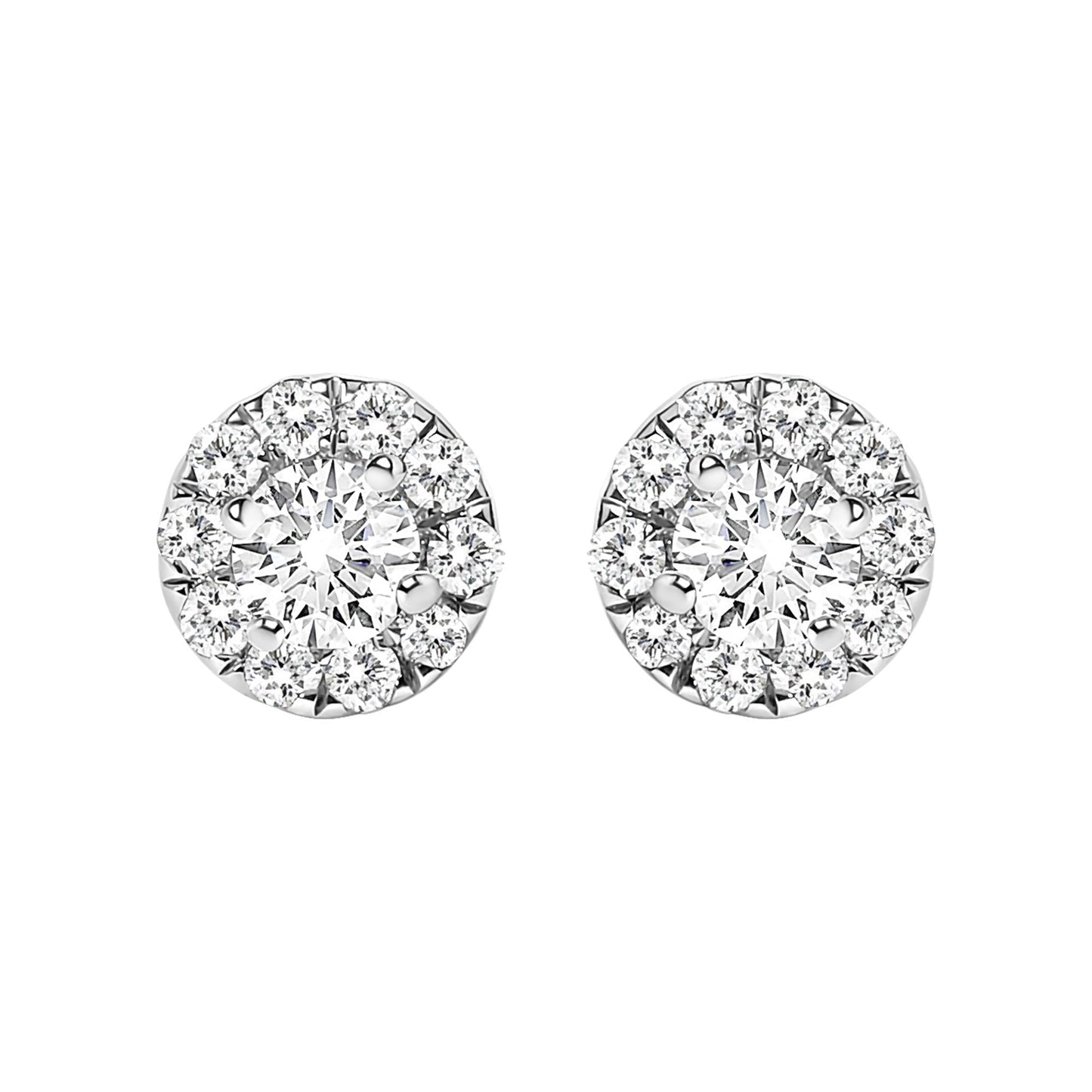 14K White Gold 1/3 Cttw Lab-Grown Diamond Halo Stud Earring (F-G Color, VS1-VS2 Clarity)