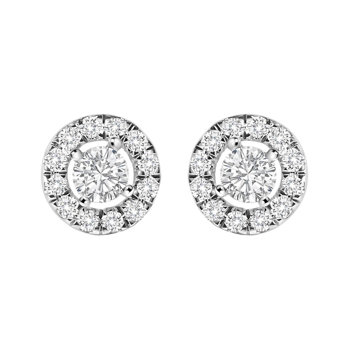14K White Gold 3/4 Cttw Lab-Grown Diamond Floating Halo Stud Earring (F-G Color, VS1-VS2 Clarity)