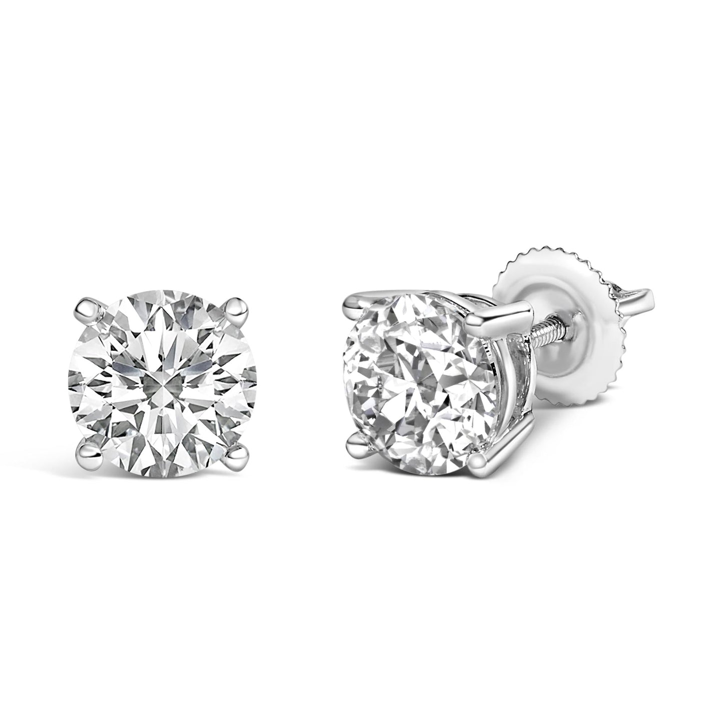 14K White Gold 2 1/2 Cttw Lab Grown Diamond Solitaire Stud Earrings