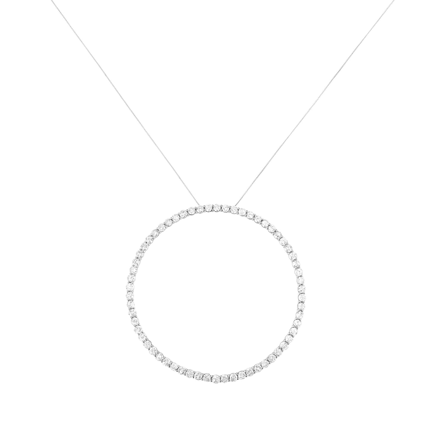 .925 Sterling Silver 5.0 Cttw Prong Set Round-cut Diamond Open Circle Hoop 18" Pendant Necklace (I-J Color, I2-I3 Clarity)