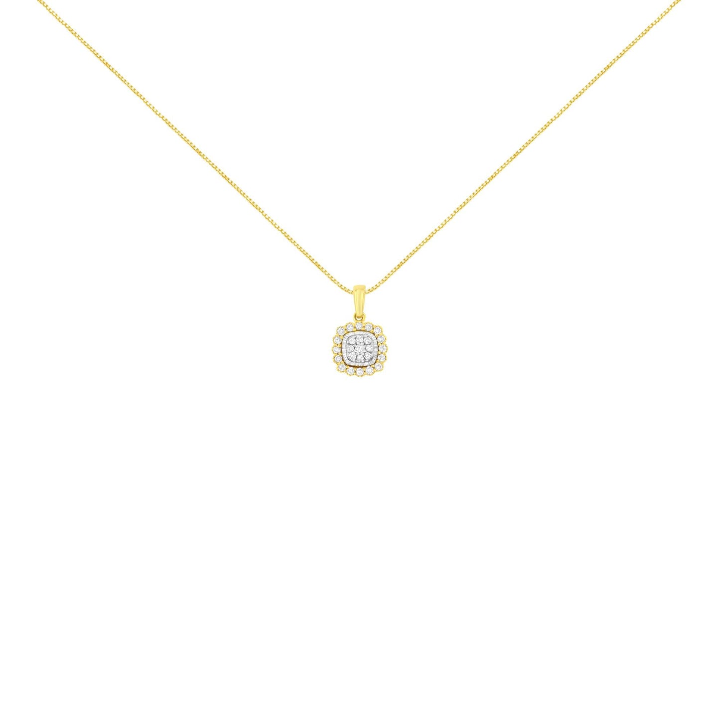 10K Yellow Gold Plated .925 Sterling Silver 1/4 Cttw Diamond 18" Pendant Necklace (I-J Color, I1-I2 Clarity)