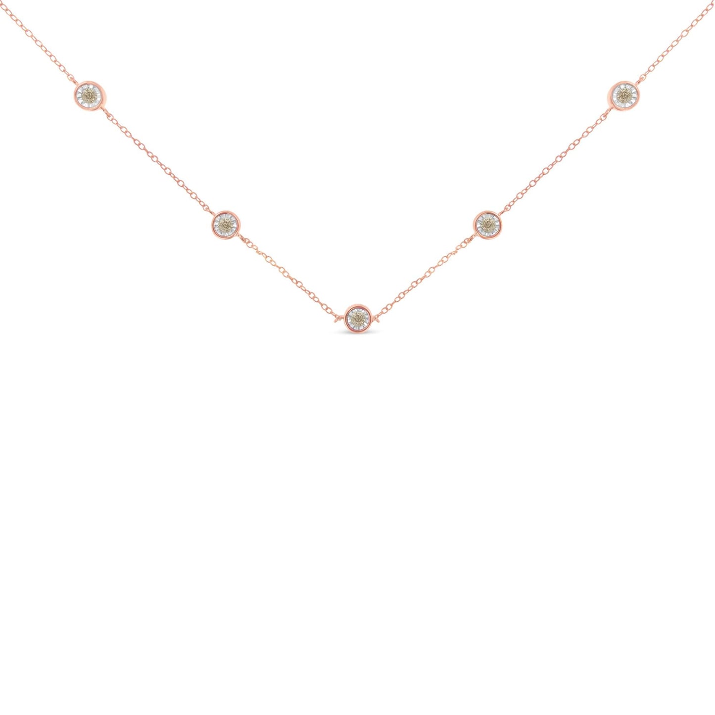 Sterling Silver Diamond Station Necklace (1/2 cttw, K-L Color, I2-I3 Clarity)