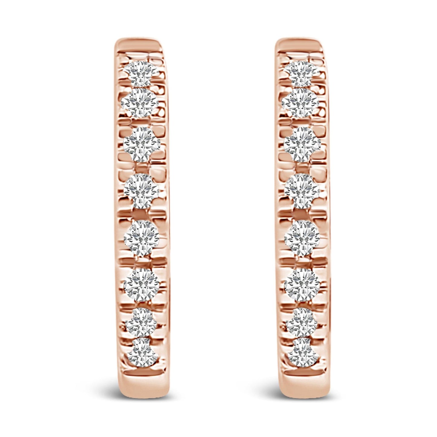 14K Gold 1/5 CTW Diamond Huggie Hoop Earrings