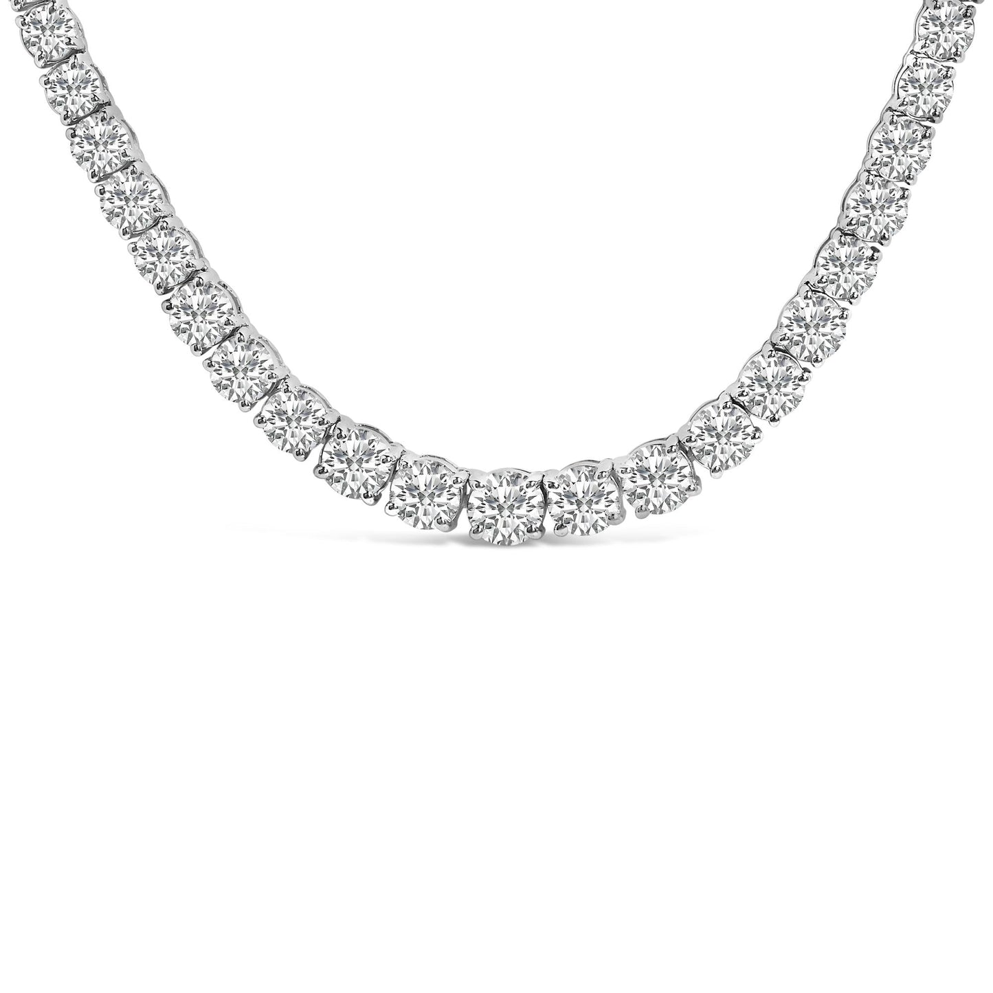 14K White Gold 16.00 Cttw Lab Grown Diamond Graduated Riviera Tennis Necklace  - 17 inch