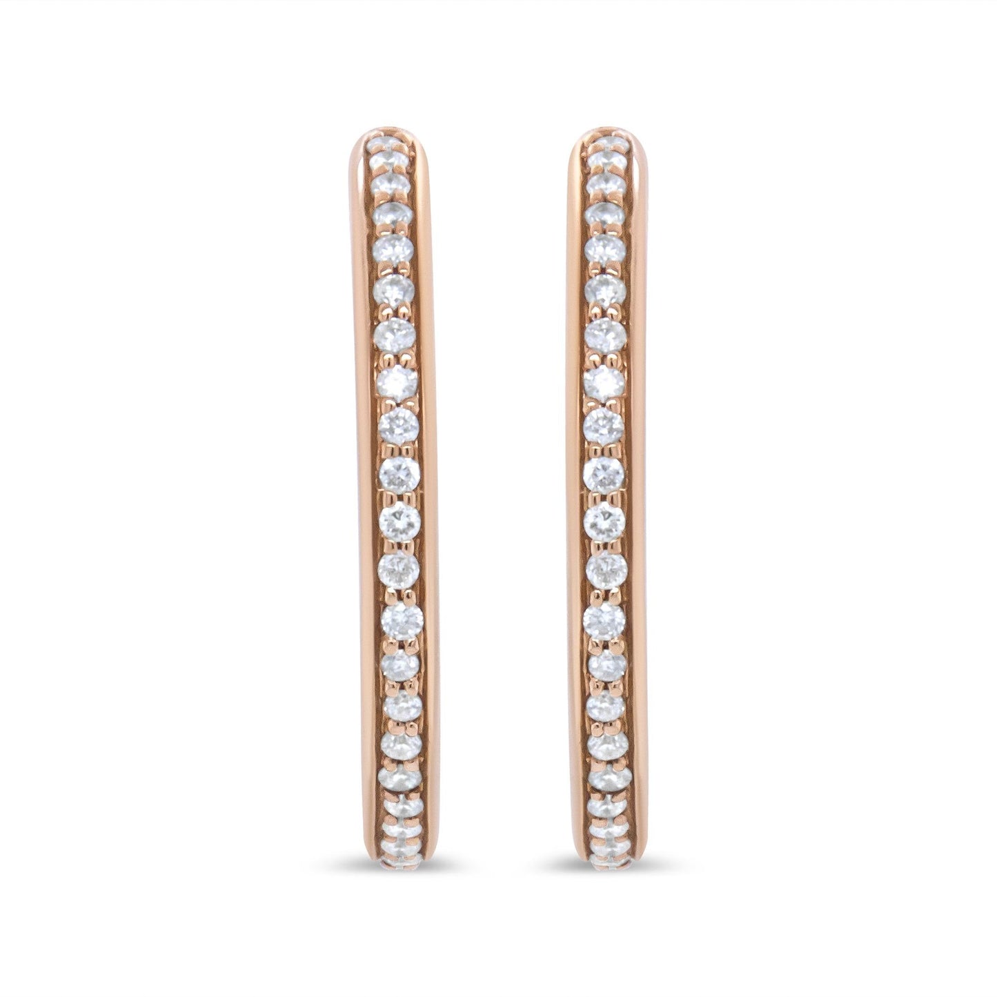 18K Rose Gold 1/5 Cttw Round Diamond Hoop Earrings (F-G Color, VS1-VS2 Clarity)