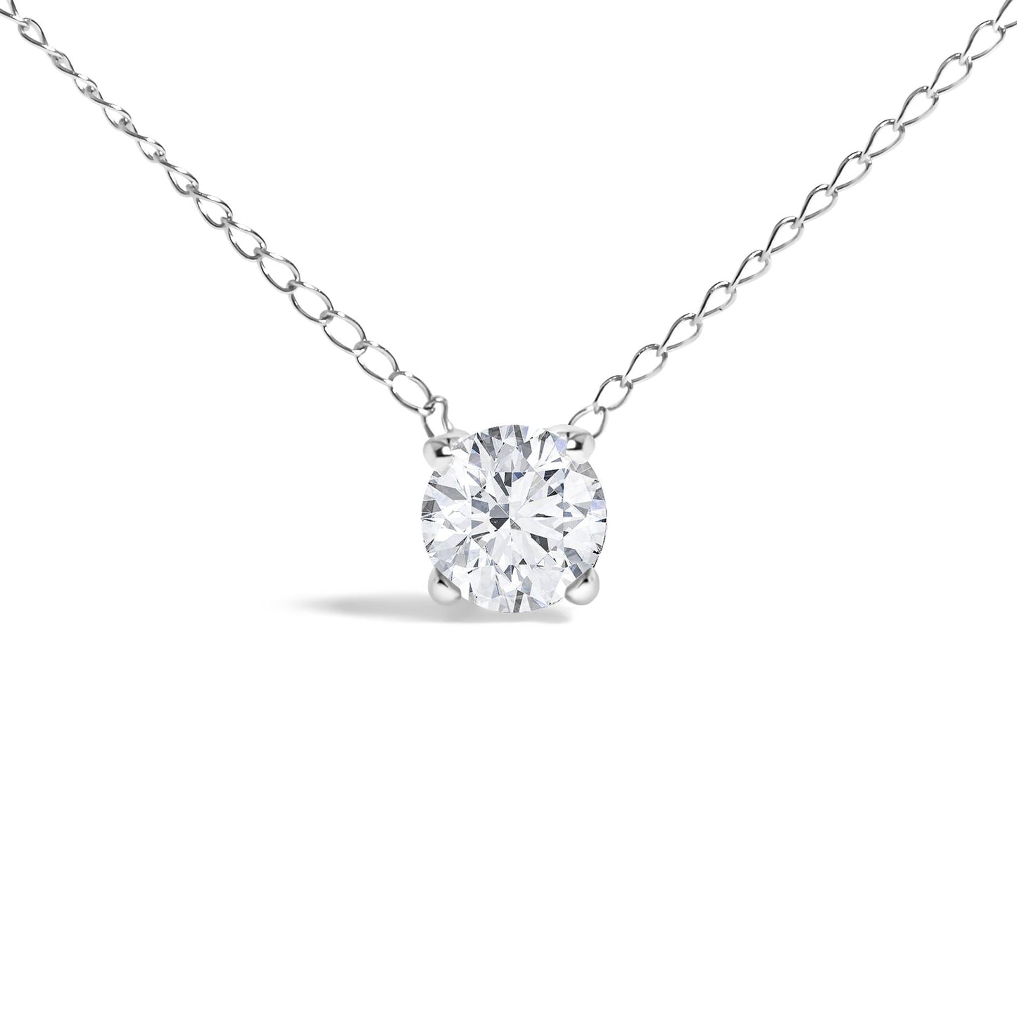14K Gold Floating 1/2 Cttw Lab Grown Diamond Solitaire Pendant Necklace - 18" Inches