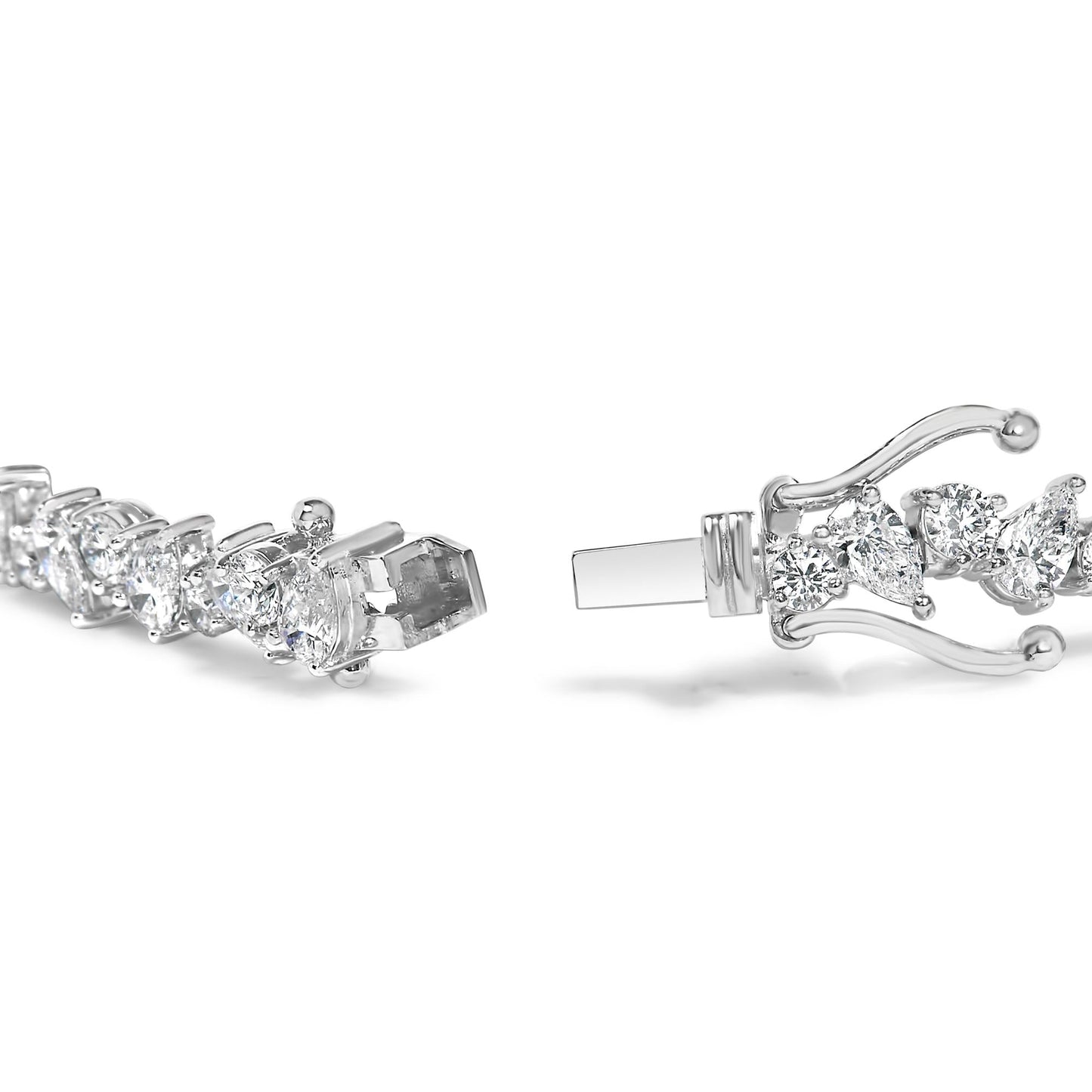 14K White Gold 7 1/2 Cttw Alternating Round and Pear Lab Grown Diamond Tennis Bracelet - 7 inches"