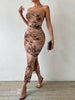 Printed Side Slit Tube Dress