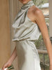 Asymmetrical Ruched Sleeveless Midi Dress