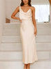 Satin Asymmetrical Midi Dress