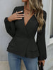 Surplice Balloon Sleeve Blouse