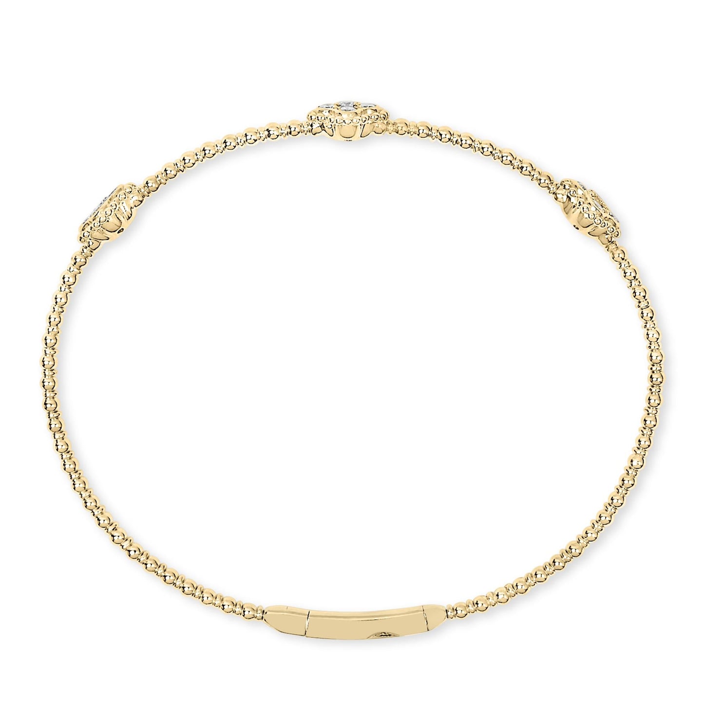 14K White Gold 1/2 Cttw Diamond Quatrefoil Clover Style Bangle Bracelet (G-H Color, SI1-SI2 Clarity) - 7.75 Inch