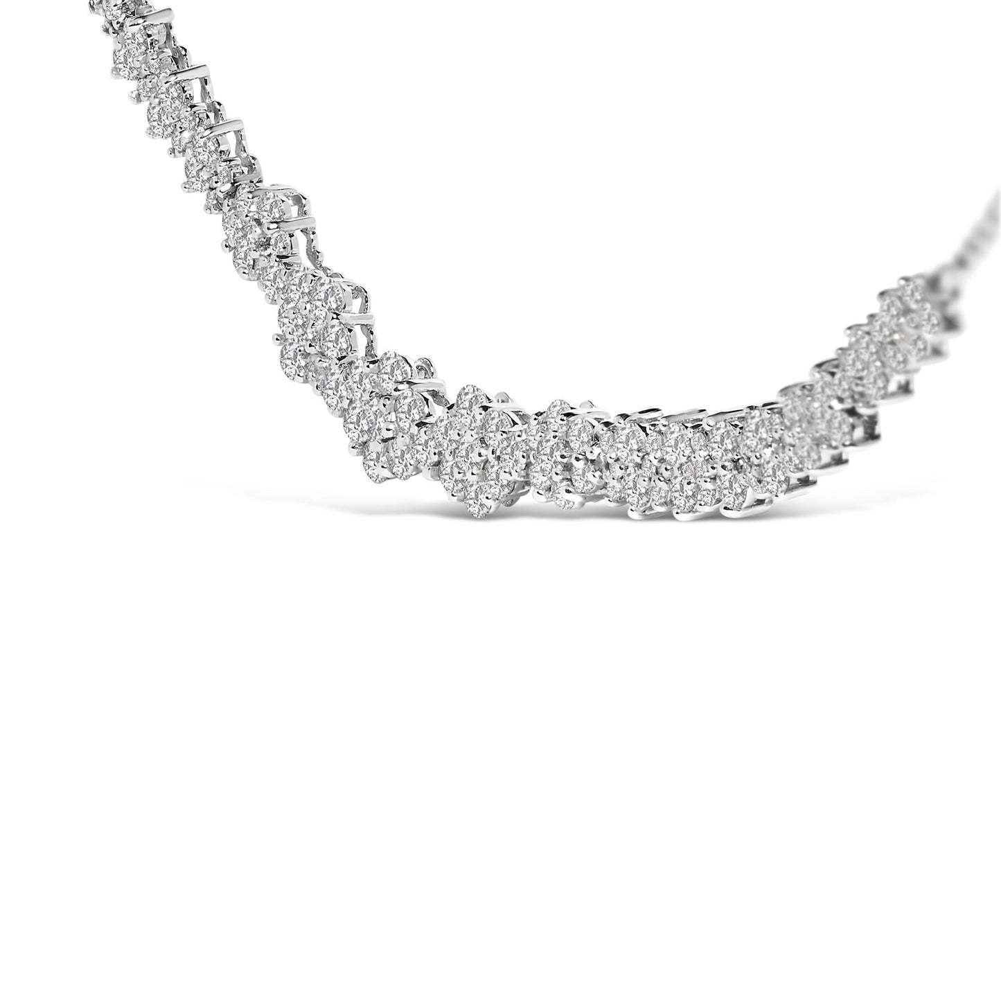 14K White Gold 2.00 Cttw Diamond Composite Cluster Bar Necklace (H-I Color, I2-I3 Clarity) - 18" Inches