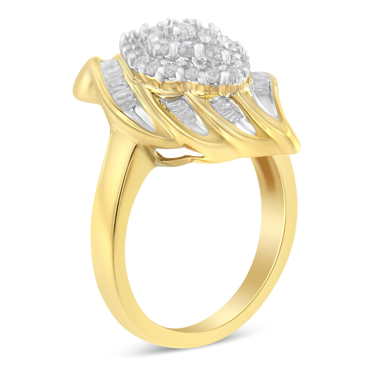 10K Yellow Gold Diamond Cocktail Ring (3/4 Cttw, I-J Color, I2-I3 Clarity) - JackiEaslick