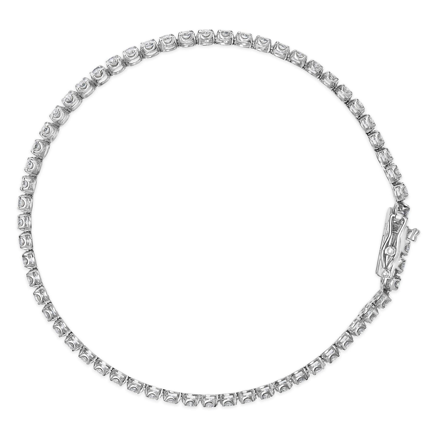 18K White Gold 5 3/5 Cttw Natural Diamond Double Row Link Tennis Bracelet (G-H Color, VS1-VS2 Clarity) - 7" Inches