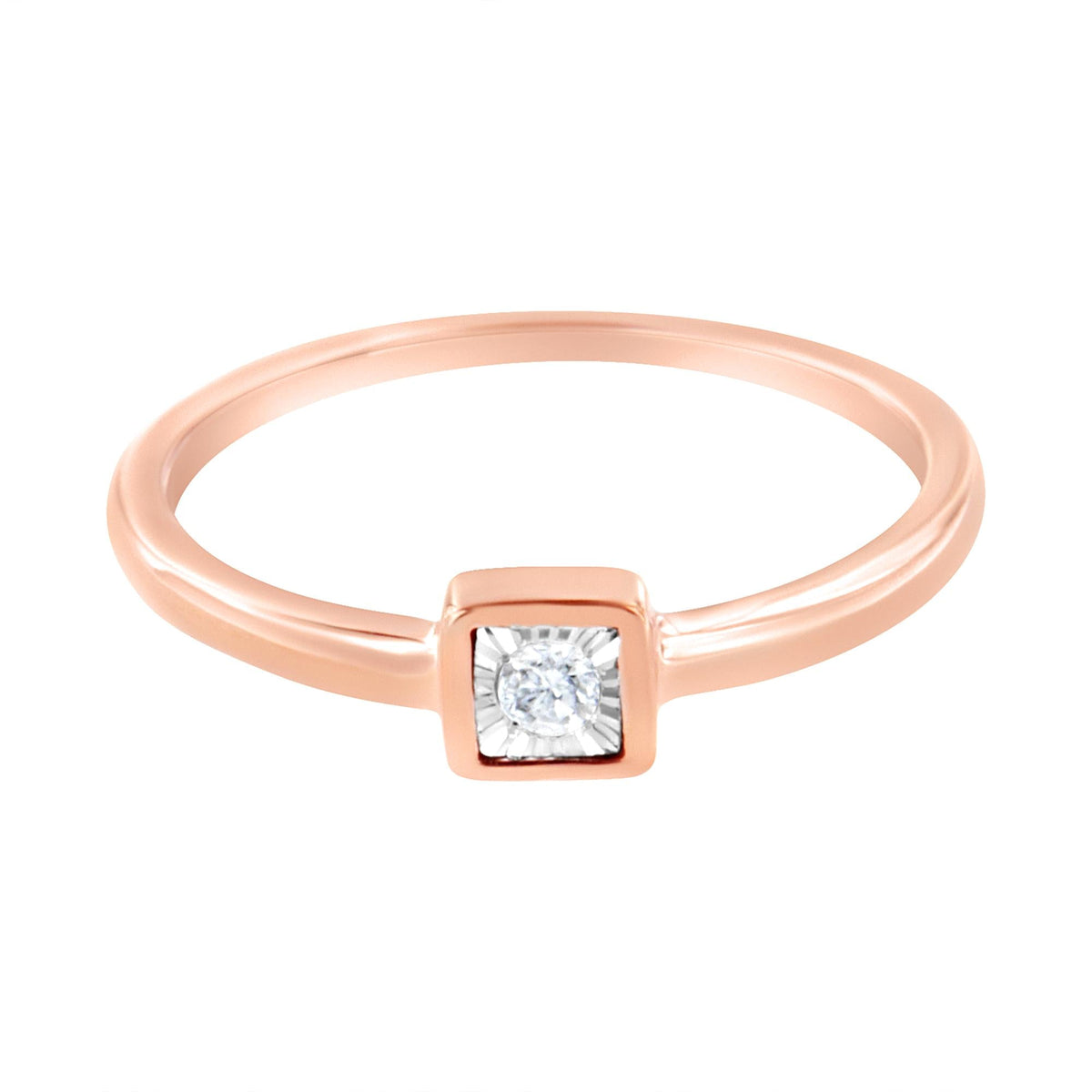 14K Rose Gold Plated .925 Sterling Silver 1/20 cttw Miracle Set Diamond Promise Ring (J-K Color, I1-I2 Clarity) - JackiEaslick