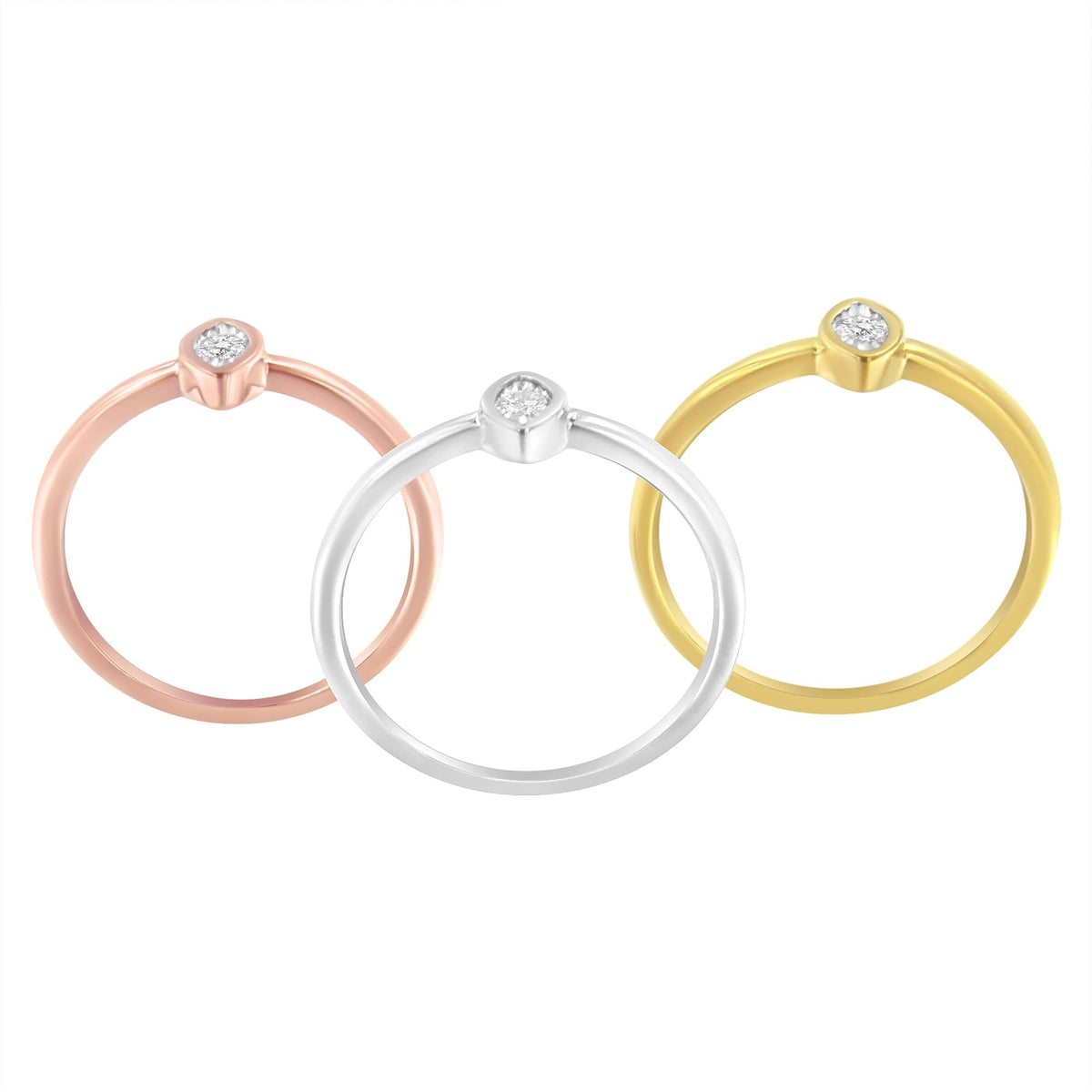 14K Gold Plated .925 Sterling Silver 1/6 Cttw Diamond Marquise Shaped Stackable Promise Ring Set (J-K Color, I1-I2 Clarity) - JackiEaslick