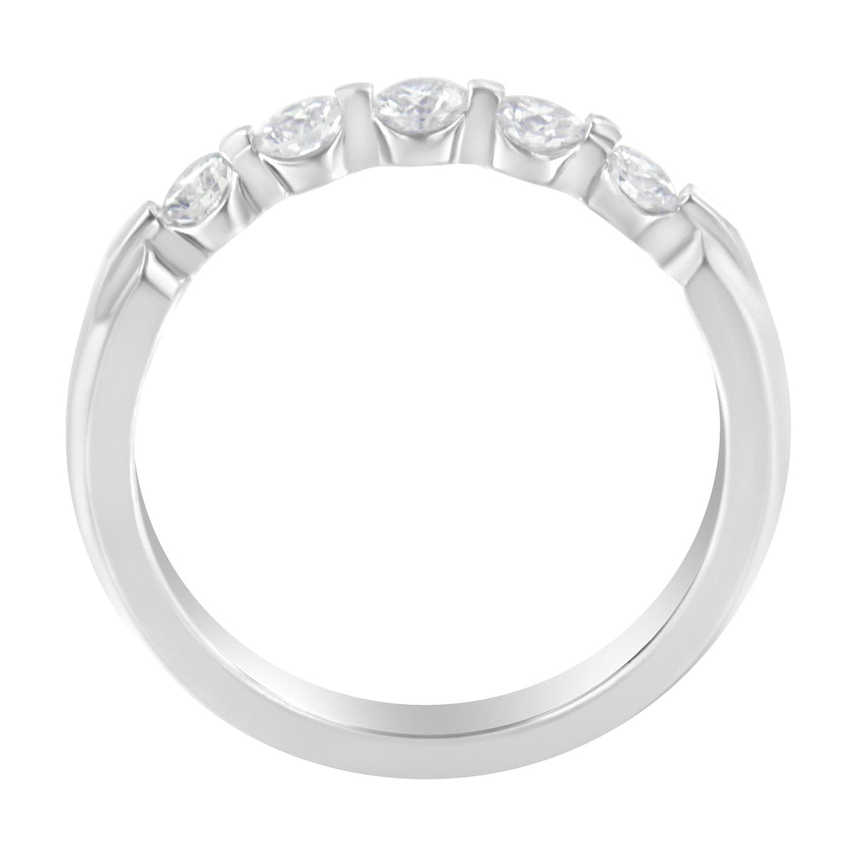 14K White Gold 1/2 cttw Diamond 5-Stone Band Ring (H-I Clarity, SI2-I1 Color) - JackiEaslick