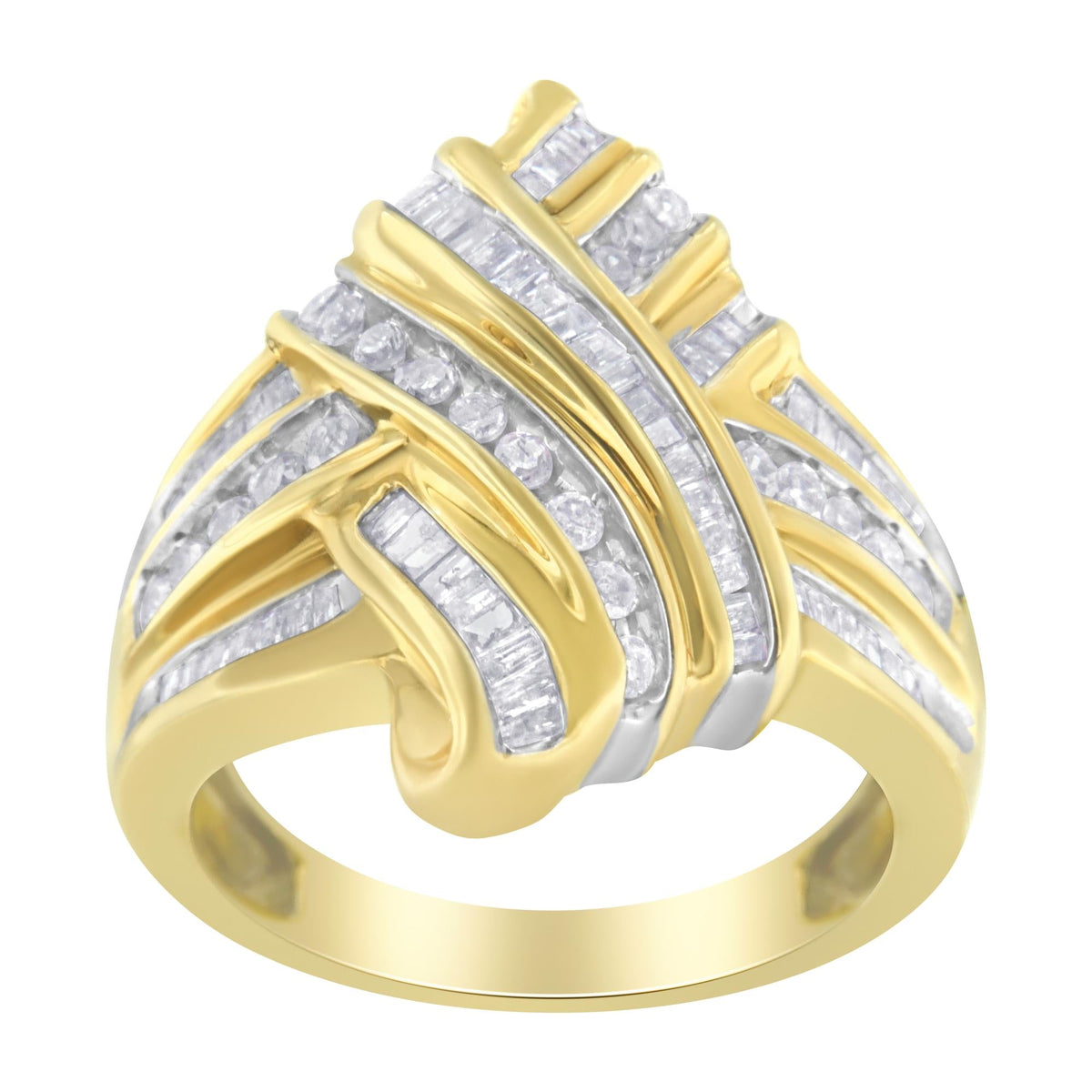 10K Yellow Gold Diamond Bypass Ring (1.0 cttw, H-I Color, I2-I3 Clarity) - JackiEaslick