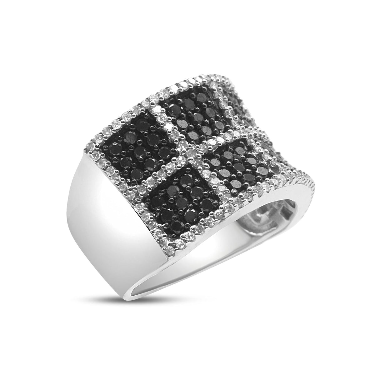14K White Gold 1 1/2 Cttw White and Treated Black Diamond Cocktail Ring (H-I Color, I1-I2 Clarity) - JackiEaslick
