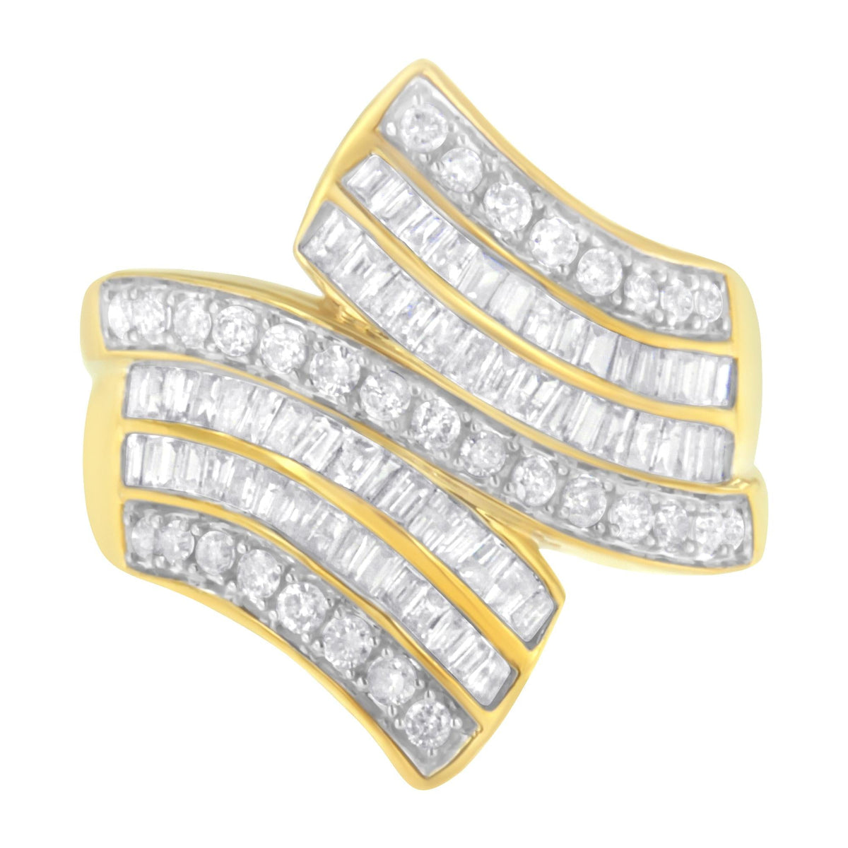 10K Yellow Gold Diamond Bypass Ring (1 1/7 Cttw, I-J Color, I1-I2 Clarity) - JackiEaslick