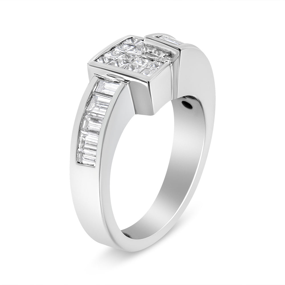 14K Gold 1 1/2 Cttw Channel-Set Princess and Baguette-Cut Diamond Bypass Ring Band (G-H Color, SI2-I1 Clarity) - JackiEaslick