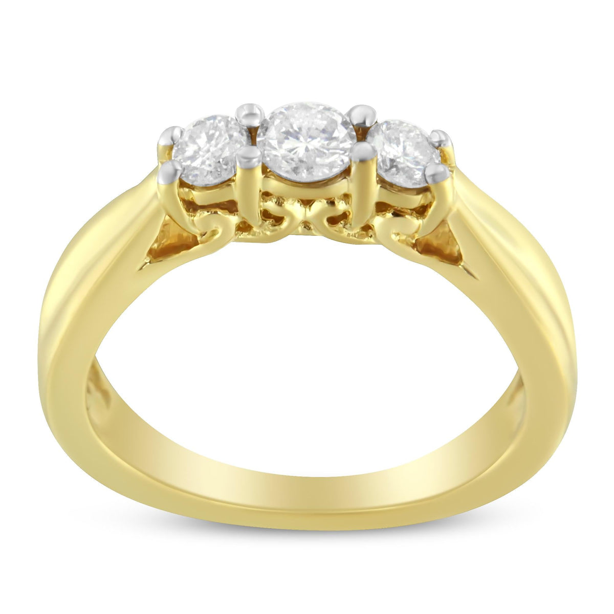 10K Yellow Gold Three-stone Diamond Ring (0.50 cttw, J-K Color, I2-I3 Clarity) - JackiEaslick