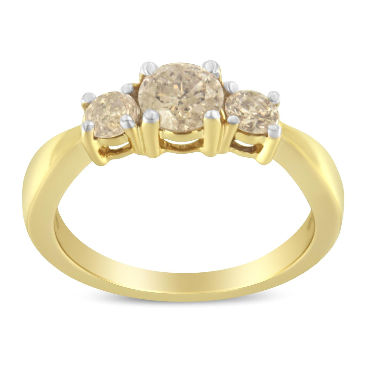 10K Yellow Gold Three Stone Diamond Band Ring (1.00 cttw, J-K Color, I2-I3 Clarity) - JackiEaslick