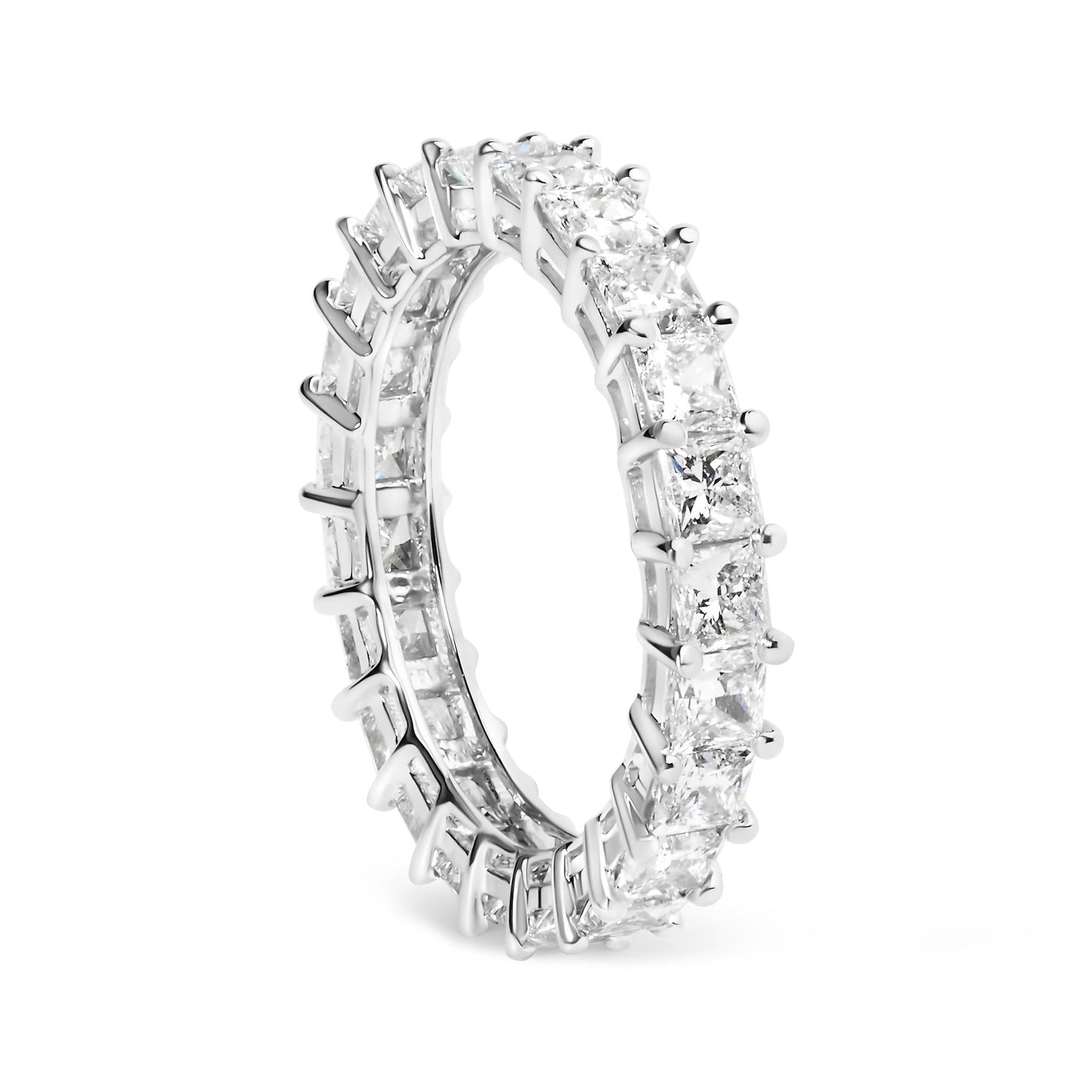 14K White Gold 3.0 Cttw Princess Lab Grown Diamond Eternity Band Ring (F-G Color, VS1-VS2 Clarity)