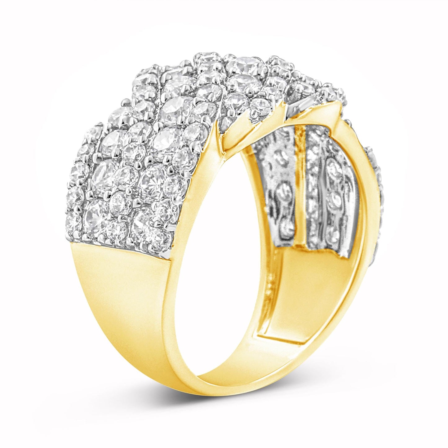 10K Gold 3.00 Cttw Diamond Multi Row Cluster Band Ring (I-J Color, I3 Clarity)