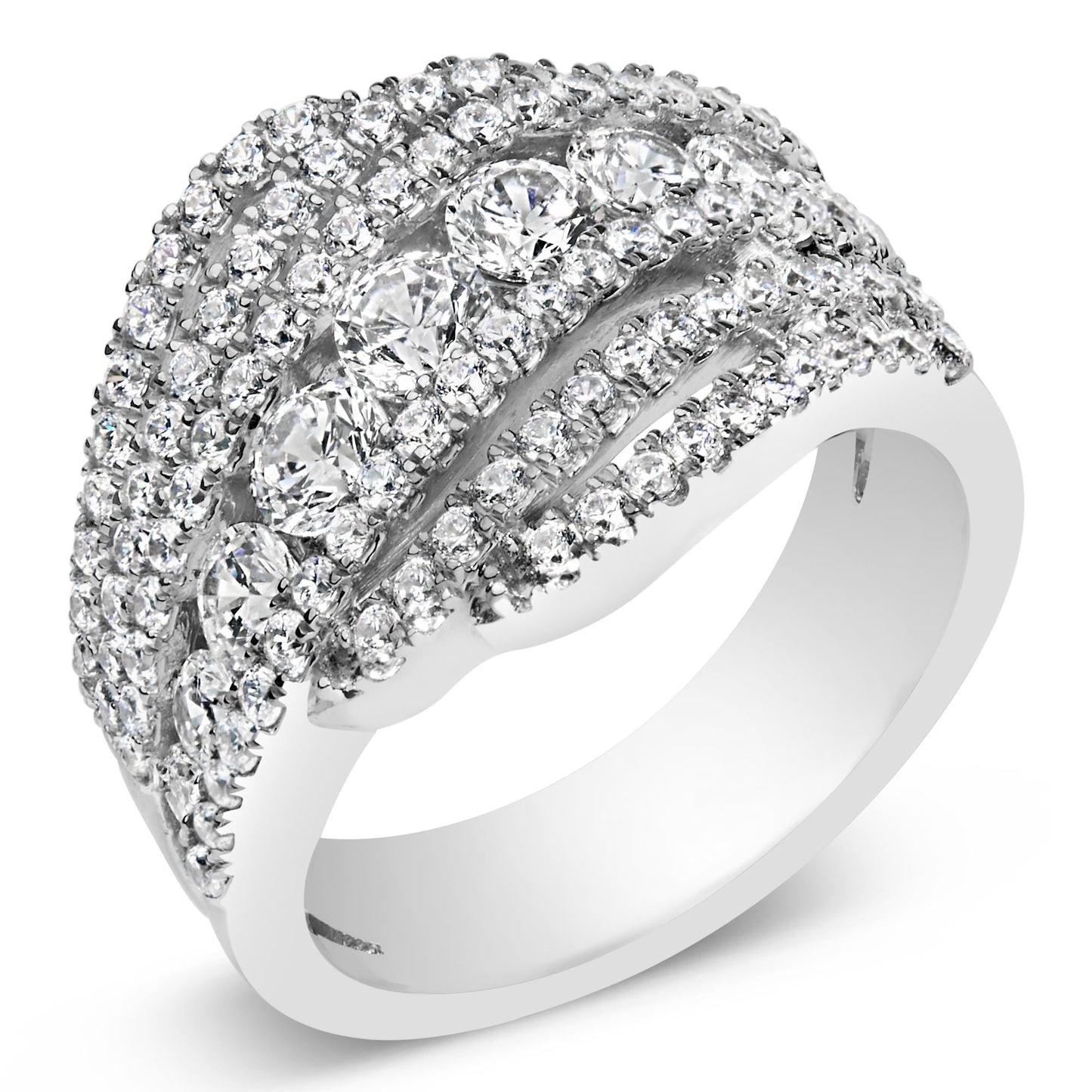 .925 Sterling Silver 2.00 Cttw Lab Grown Diamond Cluster Band Ring