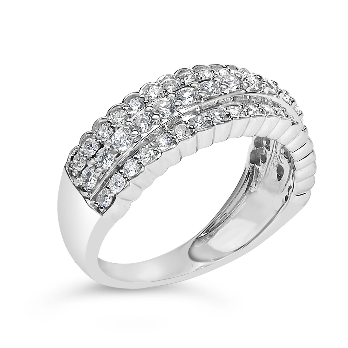 .925 Sterling Silver 1.0 cttw Lab Grown Diamond 3 Row Band Ring (F-G Color, VS1-VS2 Clarity)