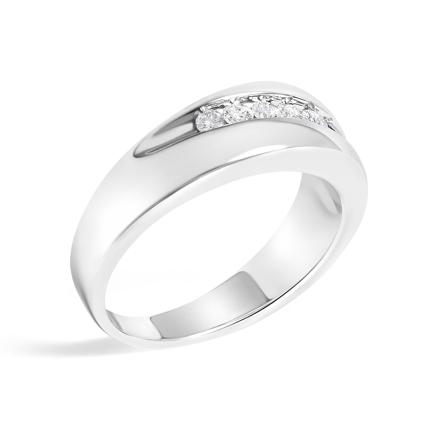 Men's.925 Sterling Silver 1/2 Cttw Diamond 9 Stone Band Ring