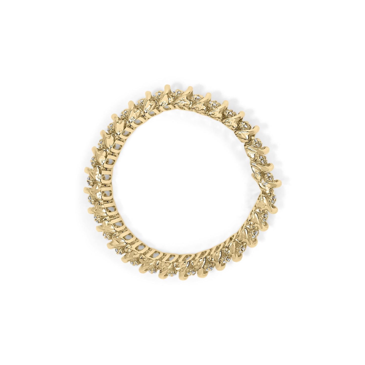 10K Yellow Gold 15.0 Cttw Diamond S Shaped Wave Link Two Tone 7” Tennis Bracelet (J-K Color, I2-I3 Clarity)