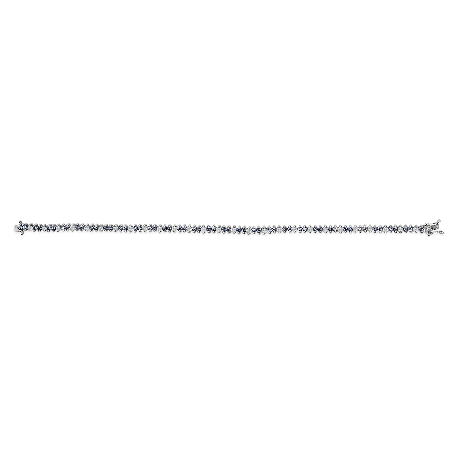 14K White Gold Round-Cut white and Blue Diamond Fashion Bracelet (3.70 cttw, H-I Color, SI1-SI2 Clarity)