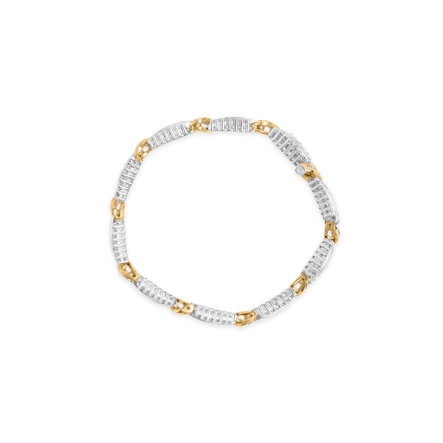 14K Two Tone Gold 3.00 Cttw Diamond Multi Row and S Link Bracelet (H-I Color, I1-I2 Clarity) - 7" Inches